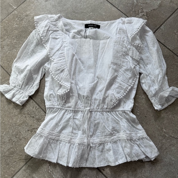 NWT Sugarlips Adley Ruffle Top | White - Picture 4 of 5